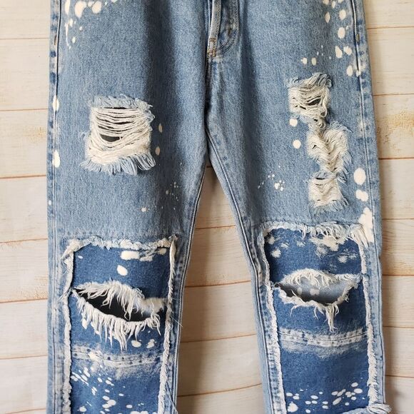 Carmar Cressida Epte Patchwork Distressed Bleached Denim Jeans Women's Size 24 - Picture 4 of 7